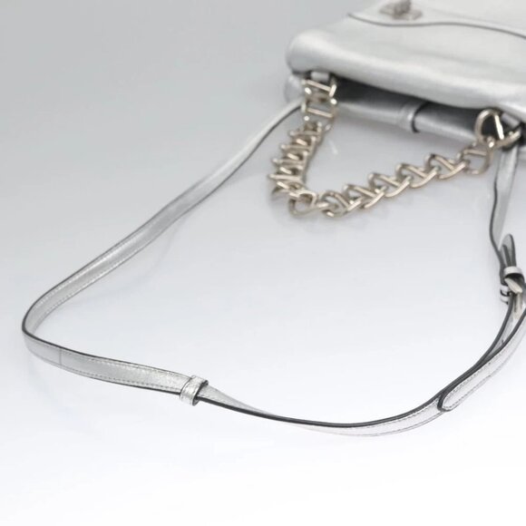 PRADA Chain Hand Bag Leather 2way Silver Auth BD055AV - Picture 10 of 15